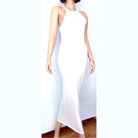 NEW White Tank Maxi Dress Small Culpos X INC long Ribbed Bodycon Dress Cover Up - Picture 2 of 9
